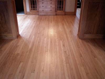 Refinished Red oak Hardwood floor in Iowa City Craftsman