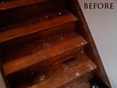 Stained red oak staircase