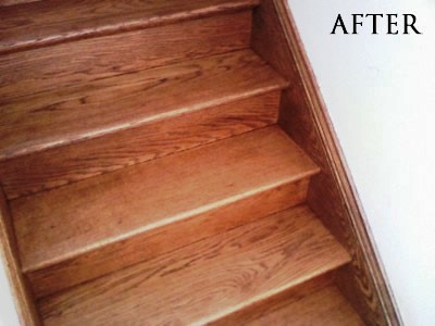 Refinished stained red oak staircase