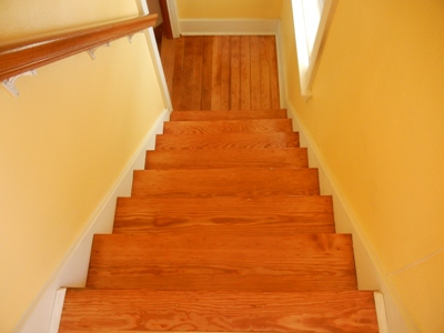 Refinished Southern Yellow pine staircase in Iowa City