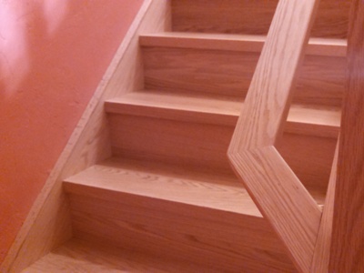 New housed stringer red oak staircase