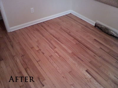 Removed carpet and refinished this original red oak hardwood floor in Iowa City