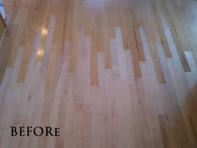 Laced-in new maple floor to match existing floor