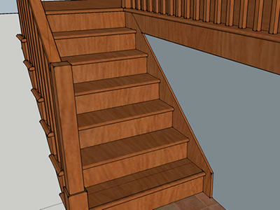 Quartersawn White Oak staircase in Sketchup