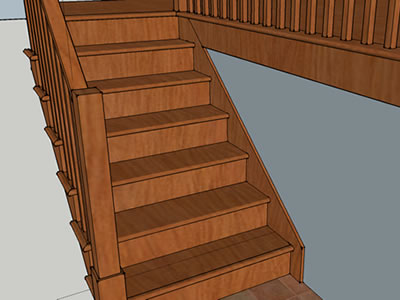 Quartersawn White Oak staircase in Sketchup