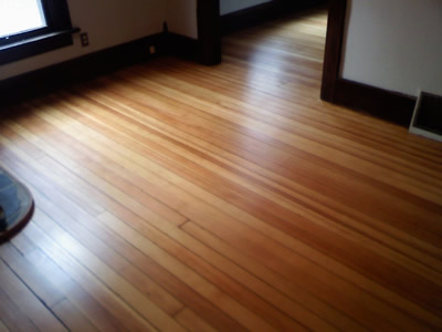 A beautifully refinished douglas fir floor in Iowa City