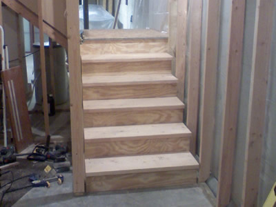 Framed stairs to basement
