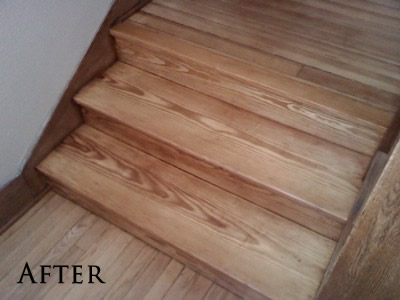Refinished Southern Yellow pine staircase