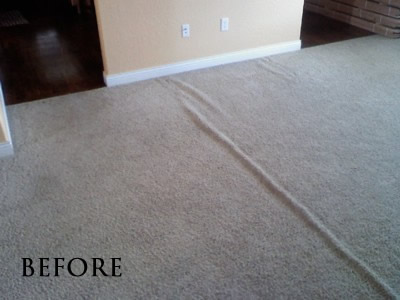 Stretched out carpet in living room