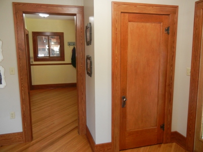 Historical reproduction yellow pine base, casing, and door